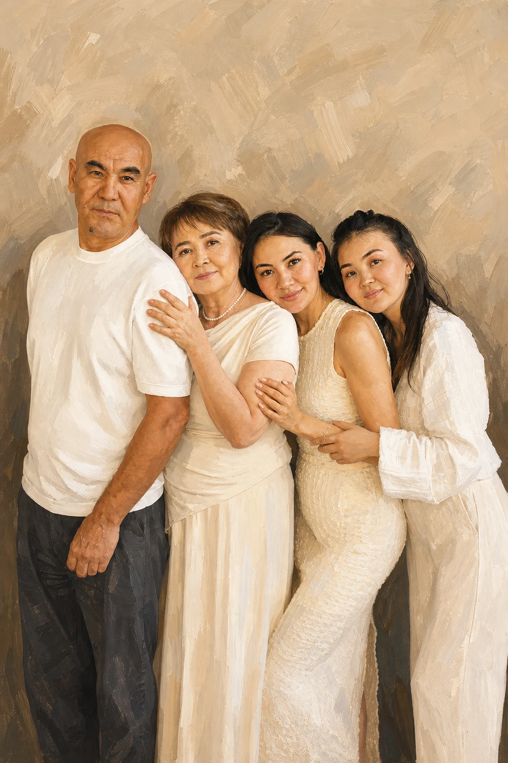 Modern Editorial portrait made from multigenerational family portrait with four people