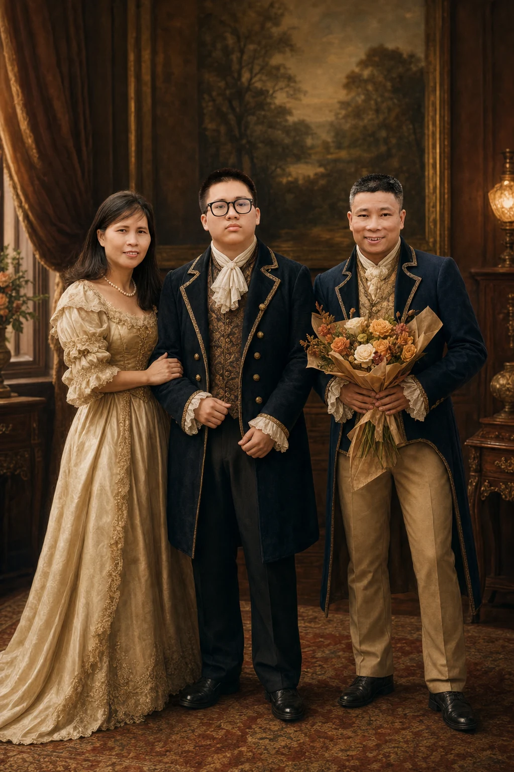 Royal Heritage portrait made from high-school graduate celebrating with family