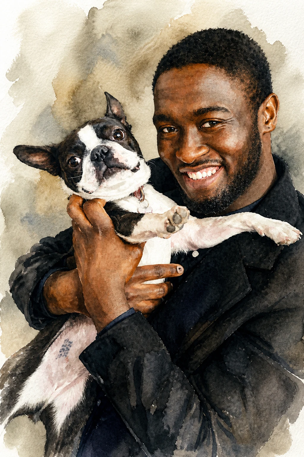 A favorite photo transformed into a watercolor portrait