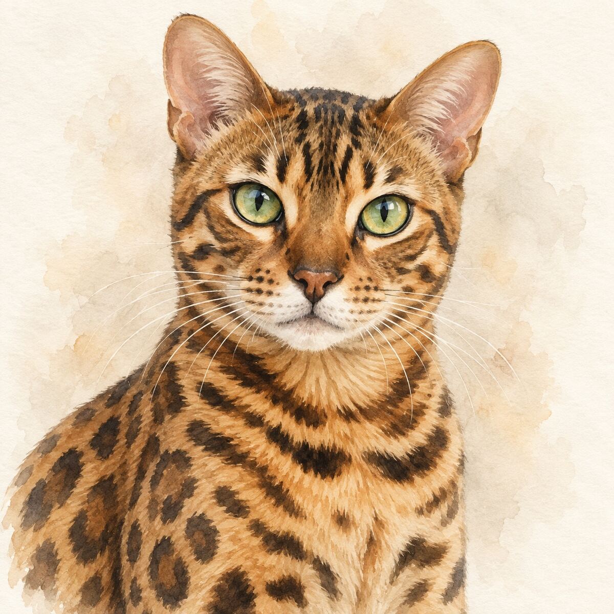 Illustrative watercolor portrait of a Bengal