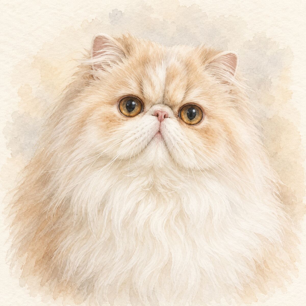 Illustrative watercolor portrait of a Persian