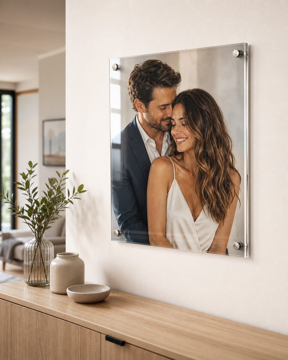 Photorealistic couple portrait on 8x10 acrylic