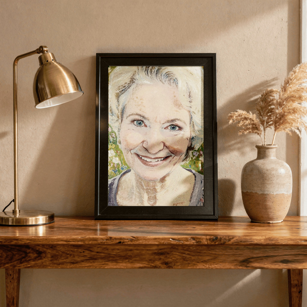 Impressionist couple's portrait, framed
