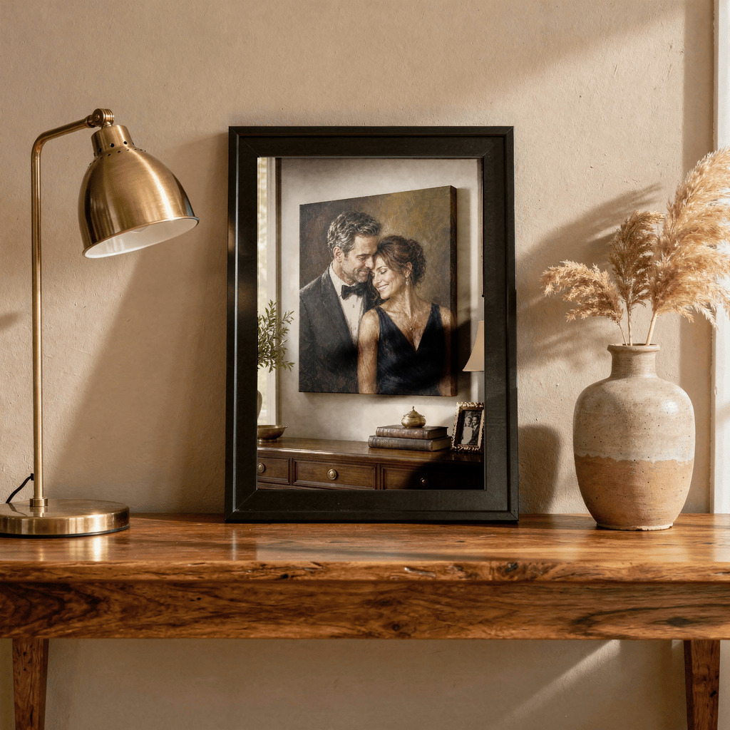 Impressionist style couple portrait with warm afternoon light