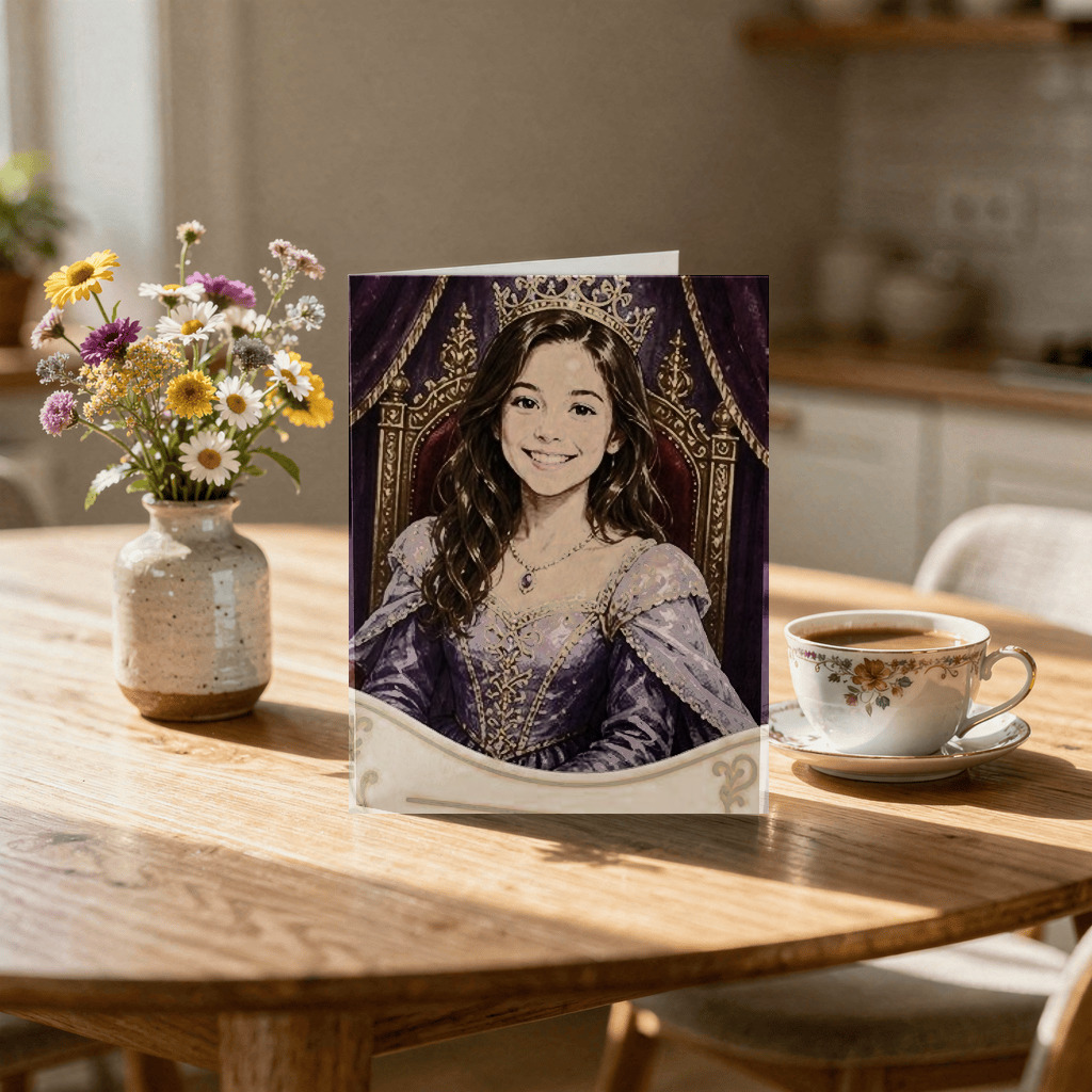 Royal birthday portrait card mockup