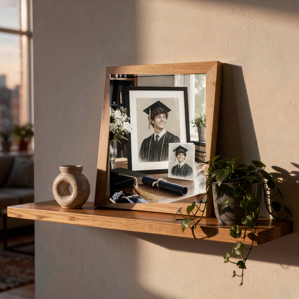 Graduation card and framed portrait gift set