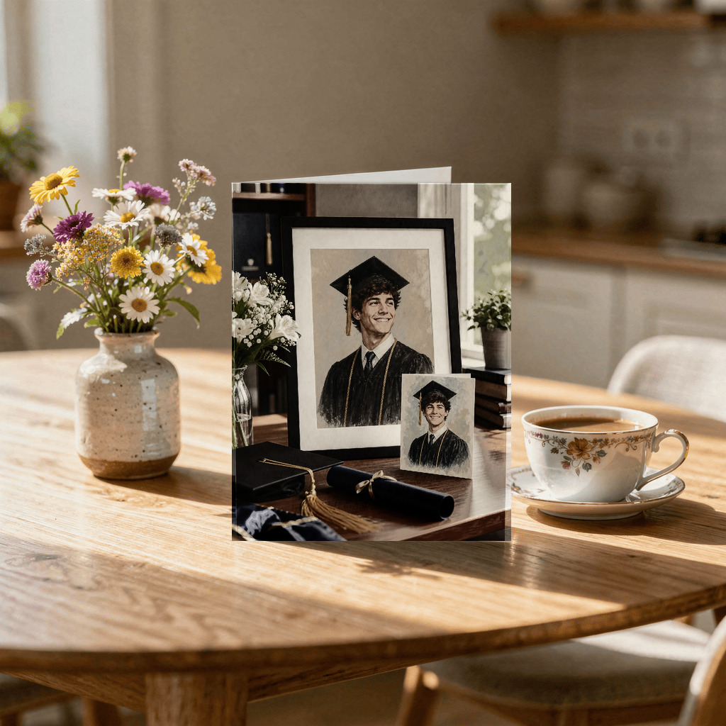 90s yearbook style graduation portrait card
