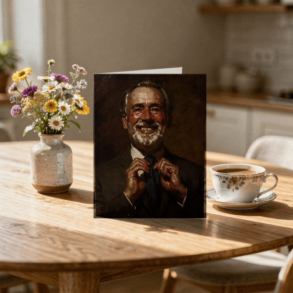 Oil painting anniversary card for grandparents' milestone