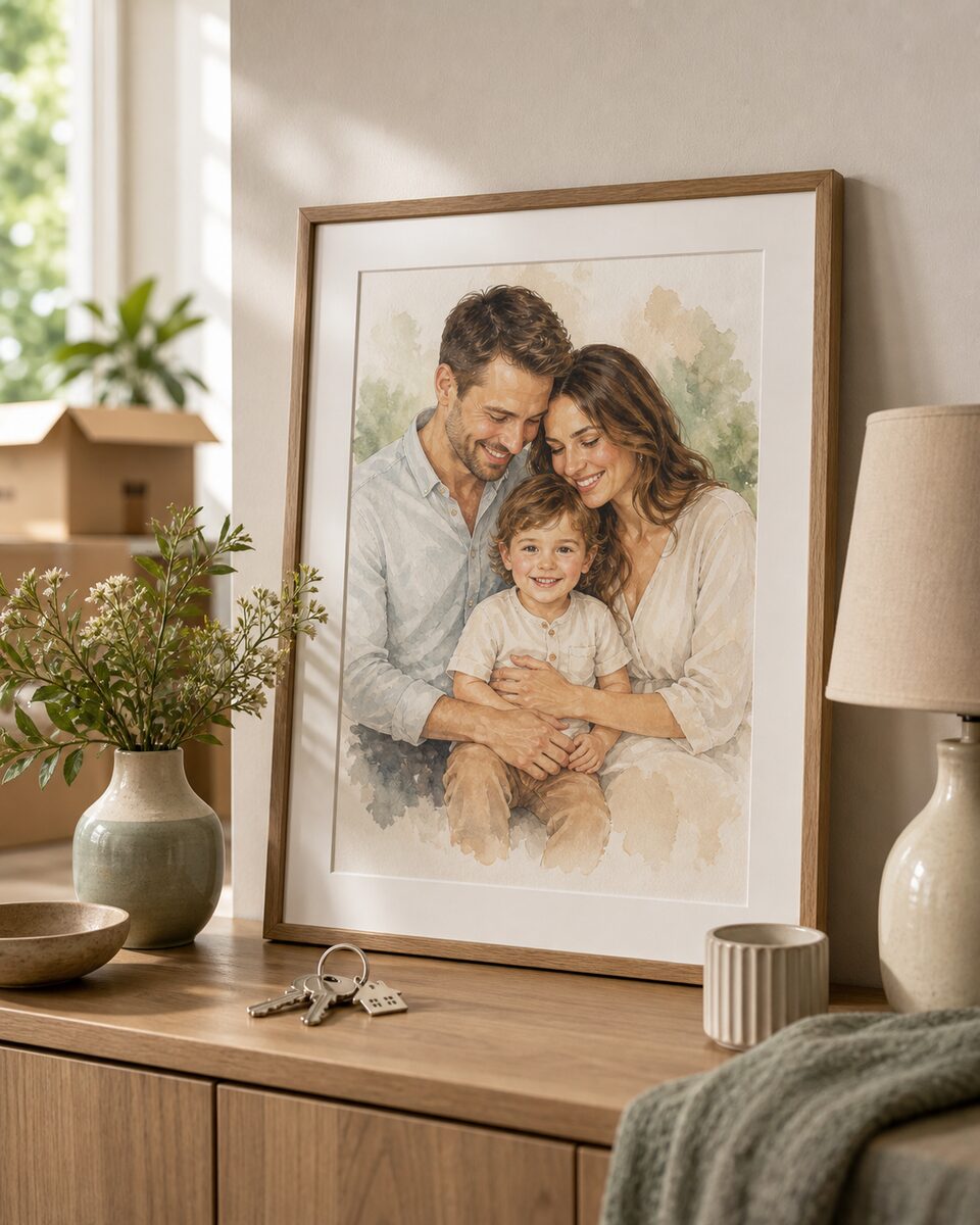 Custom watercolor family portrait canvas