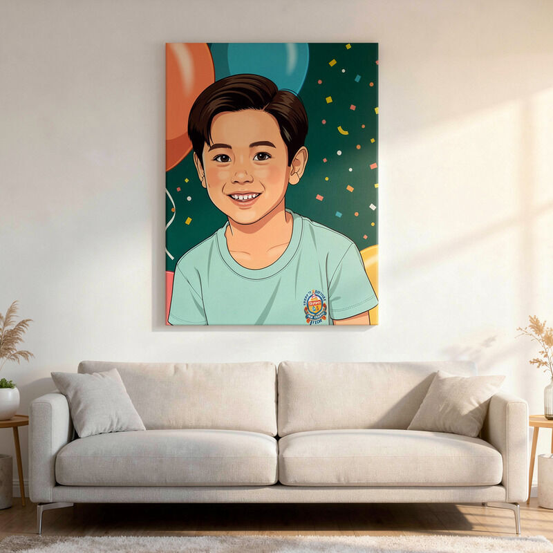 Custom portrait printed on a gift