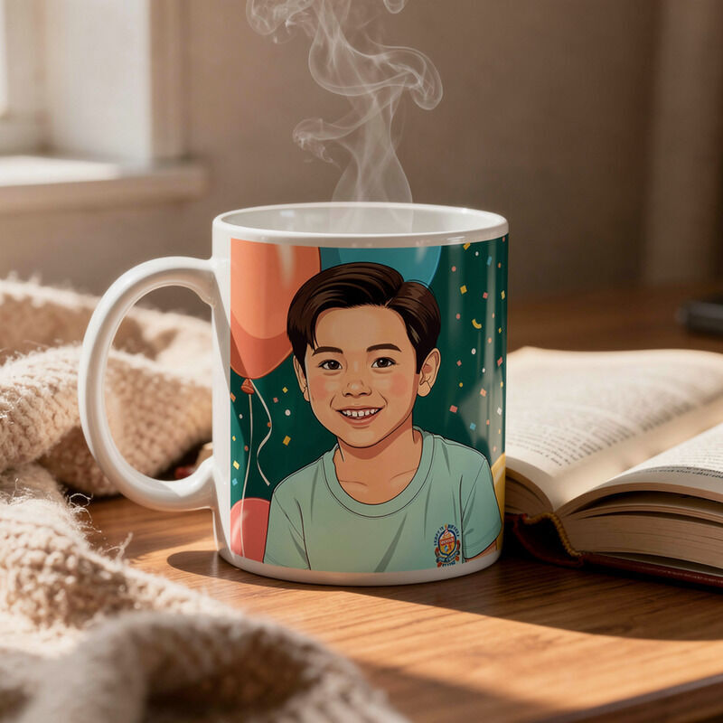 Ceramic Latte Mug printed with the portrait