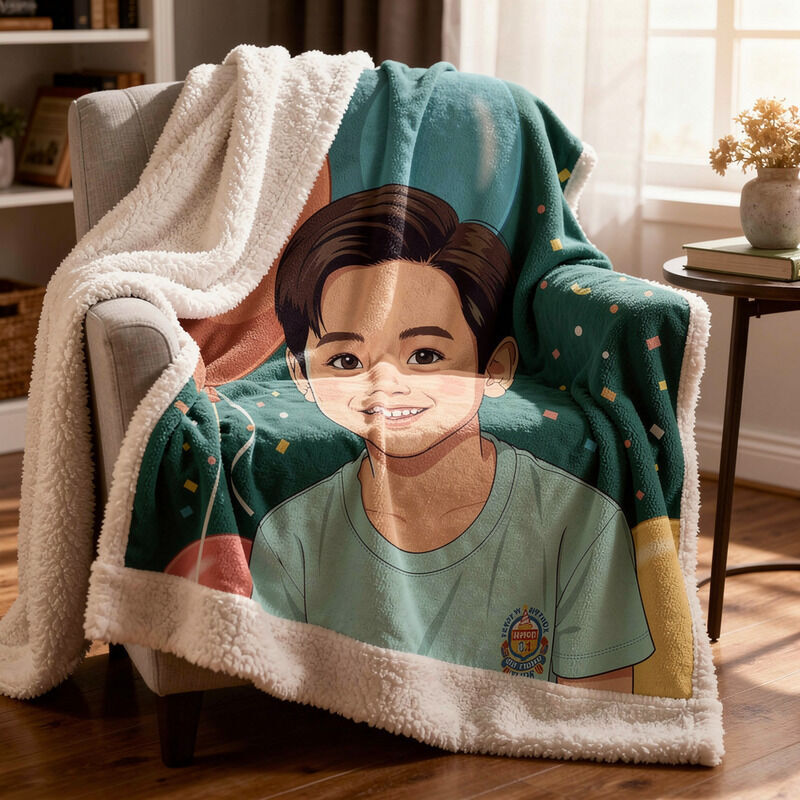 Custom Photo Sherpa Blanket — For Birthdays
