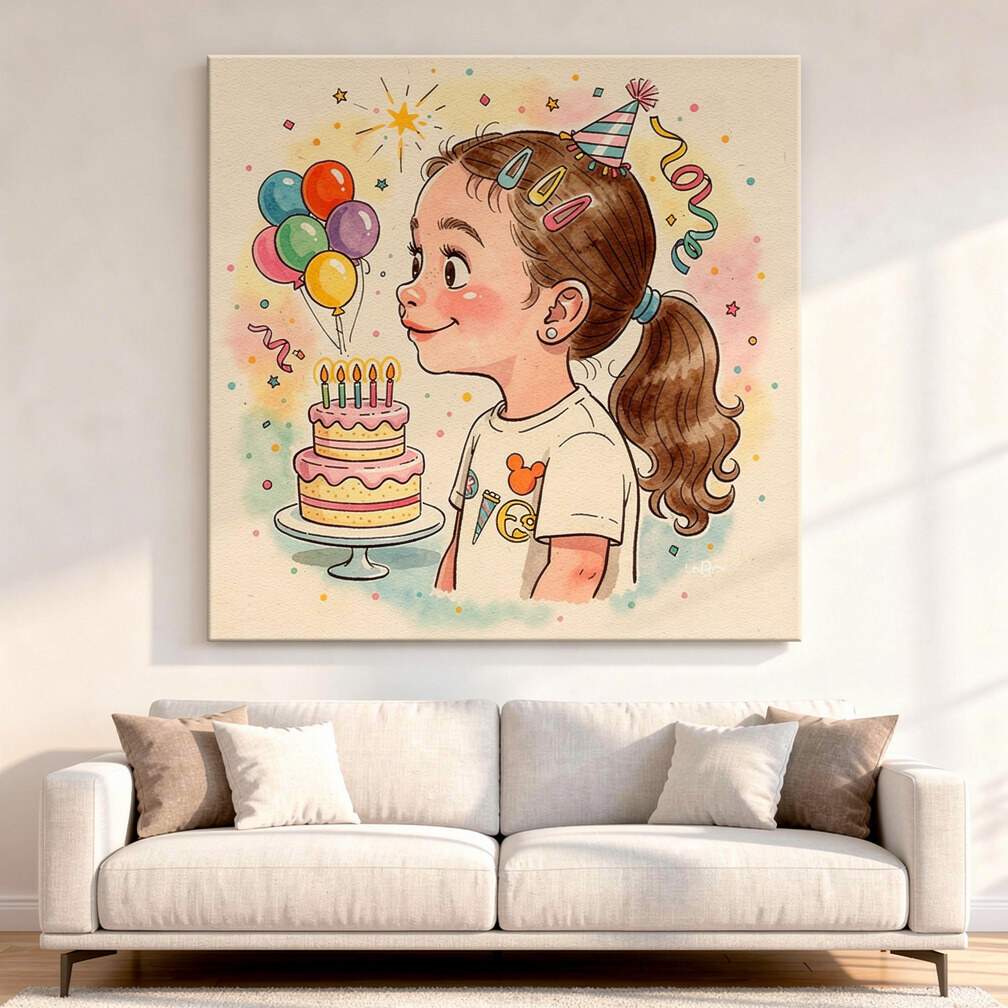 Custom portrait printed on a gift