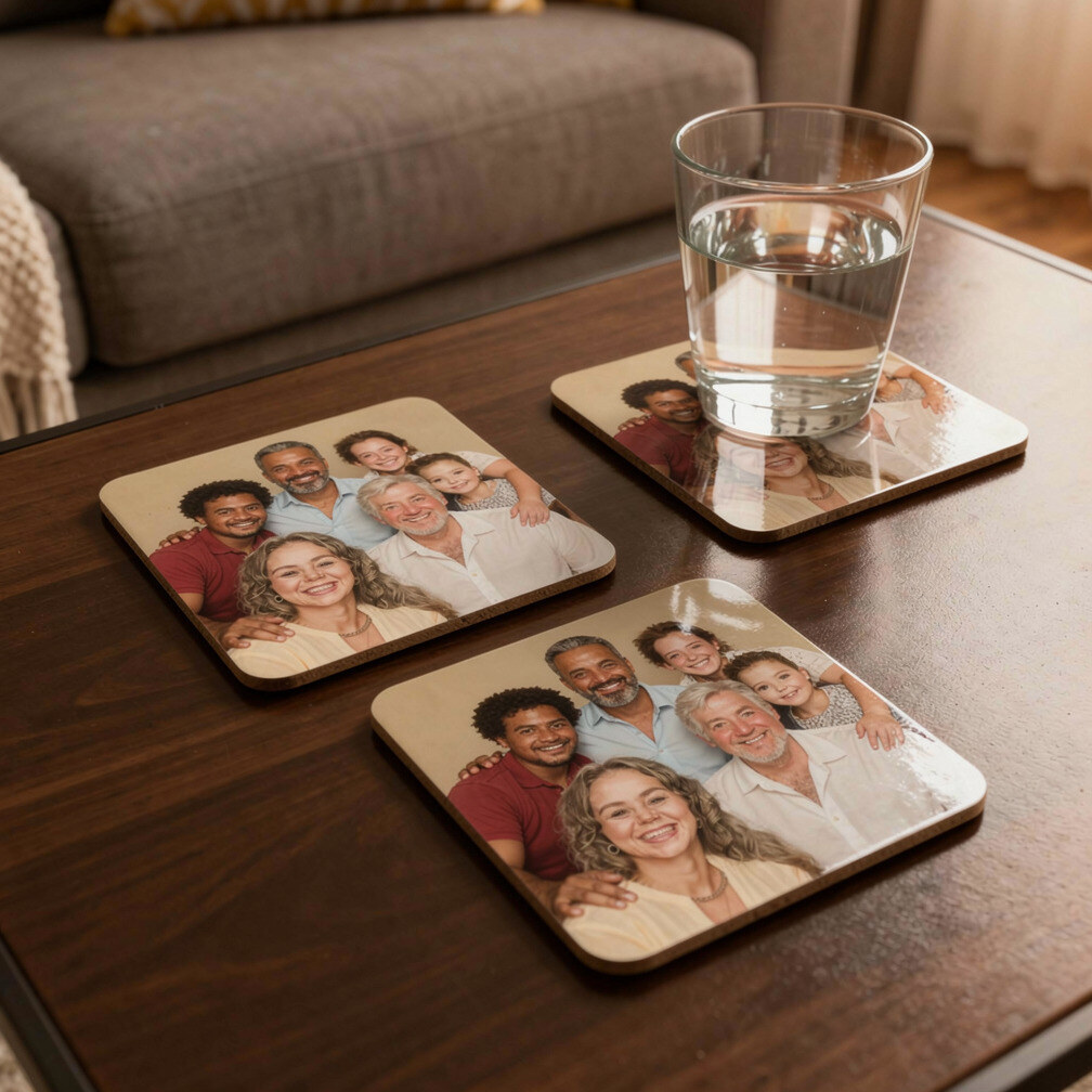 Custom Photo Cork Coasters — For Birthdays