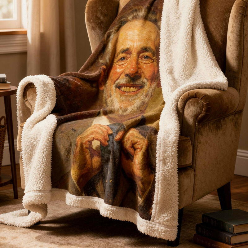 Custom Photo Sherpa Blanket — For Dad