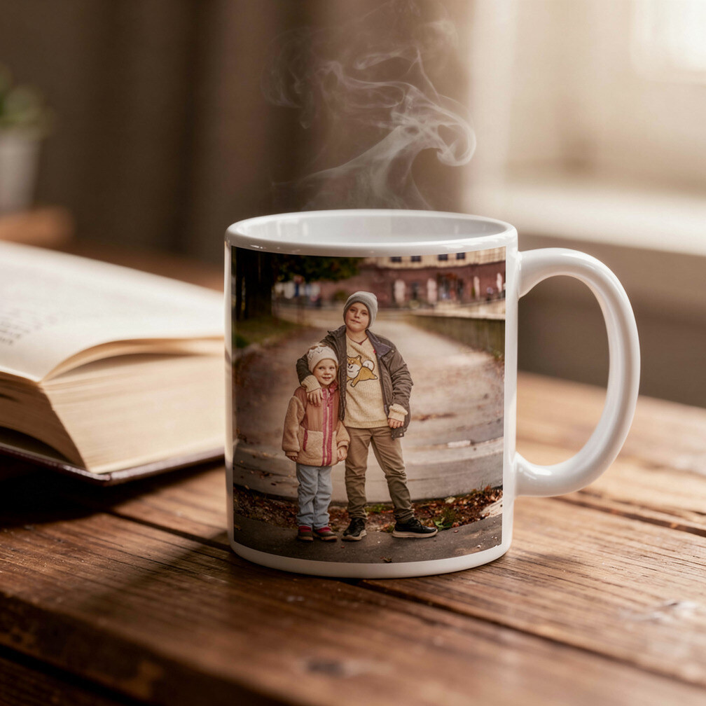 Ceramic Latte Mug printed with the portrait