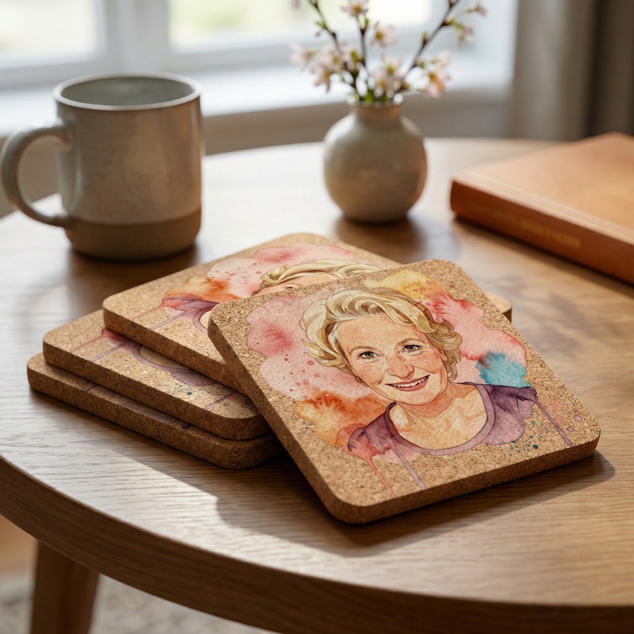 Custom Photo Cork Coasters — For Mom