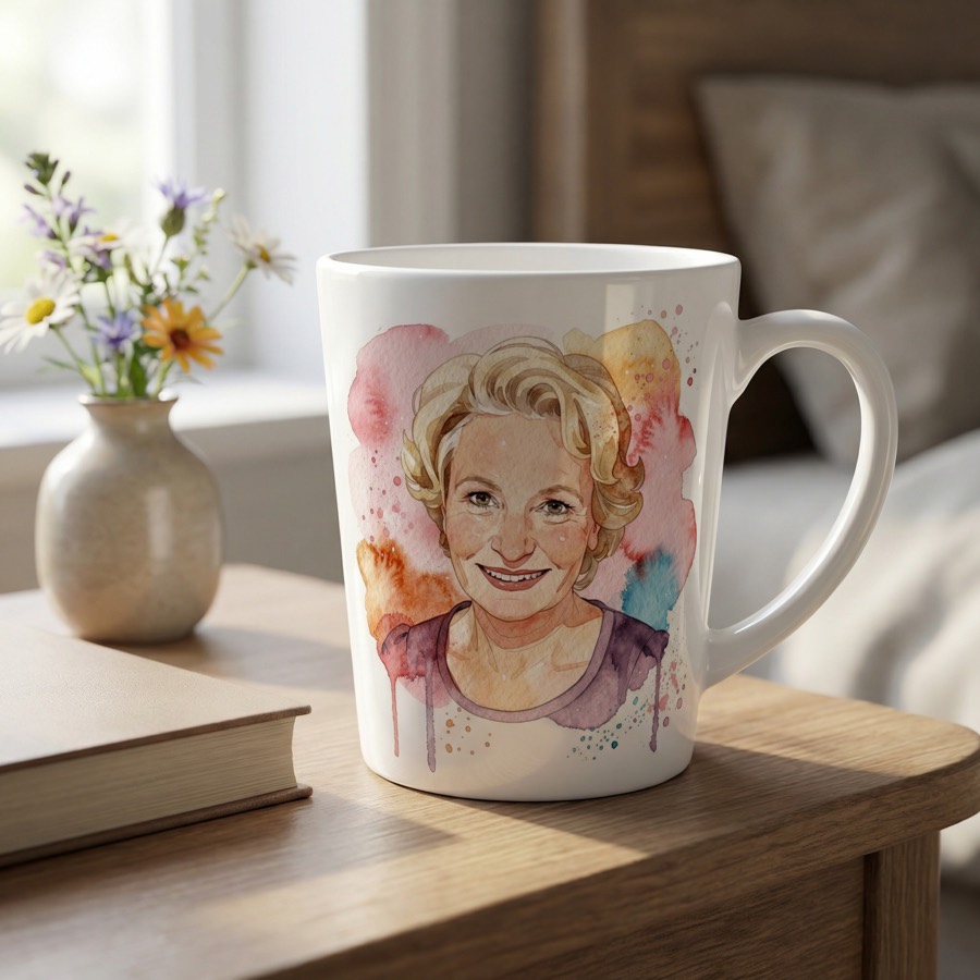 Ceramic mug printed with the portrait