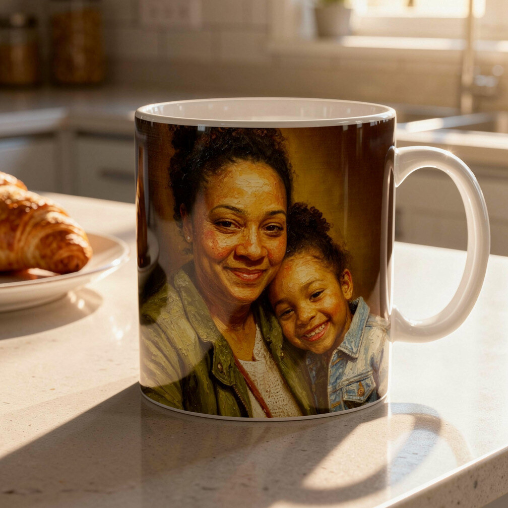 Mother's Day family portrait printed on a gift