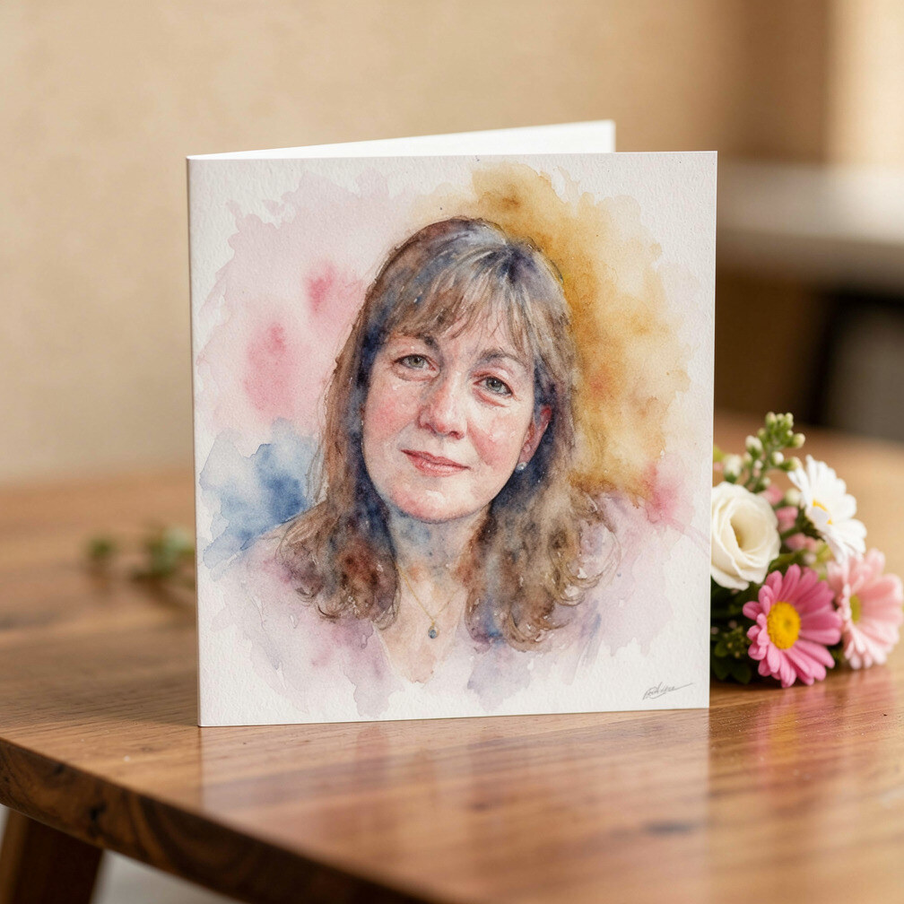 Greeting Card printed with the portrait