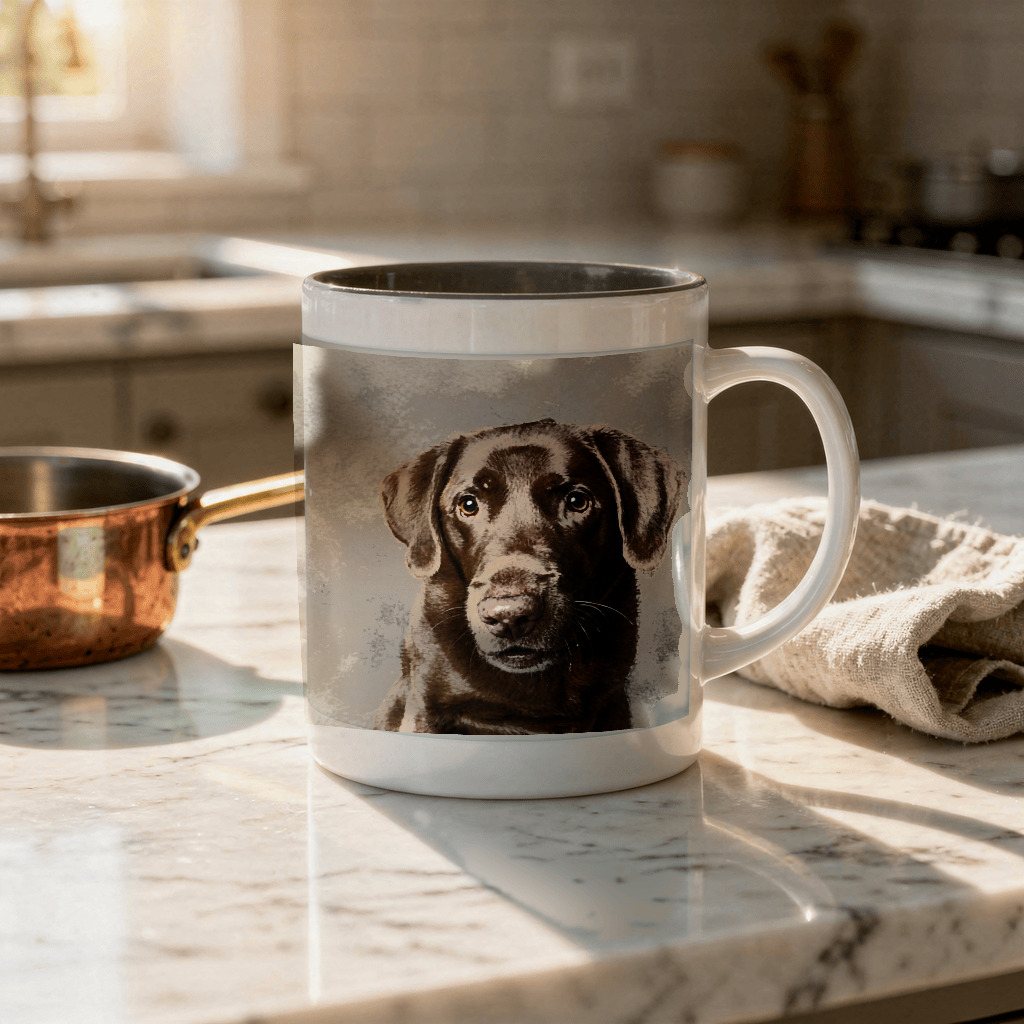 The exact Signature Watercolor artwork shown on Custom pet mug — daily-use under $30.