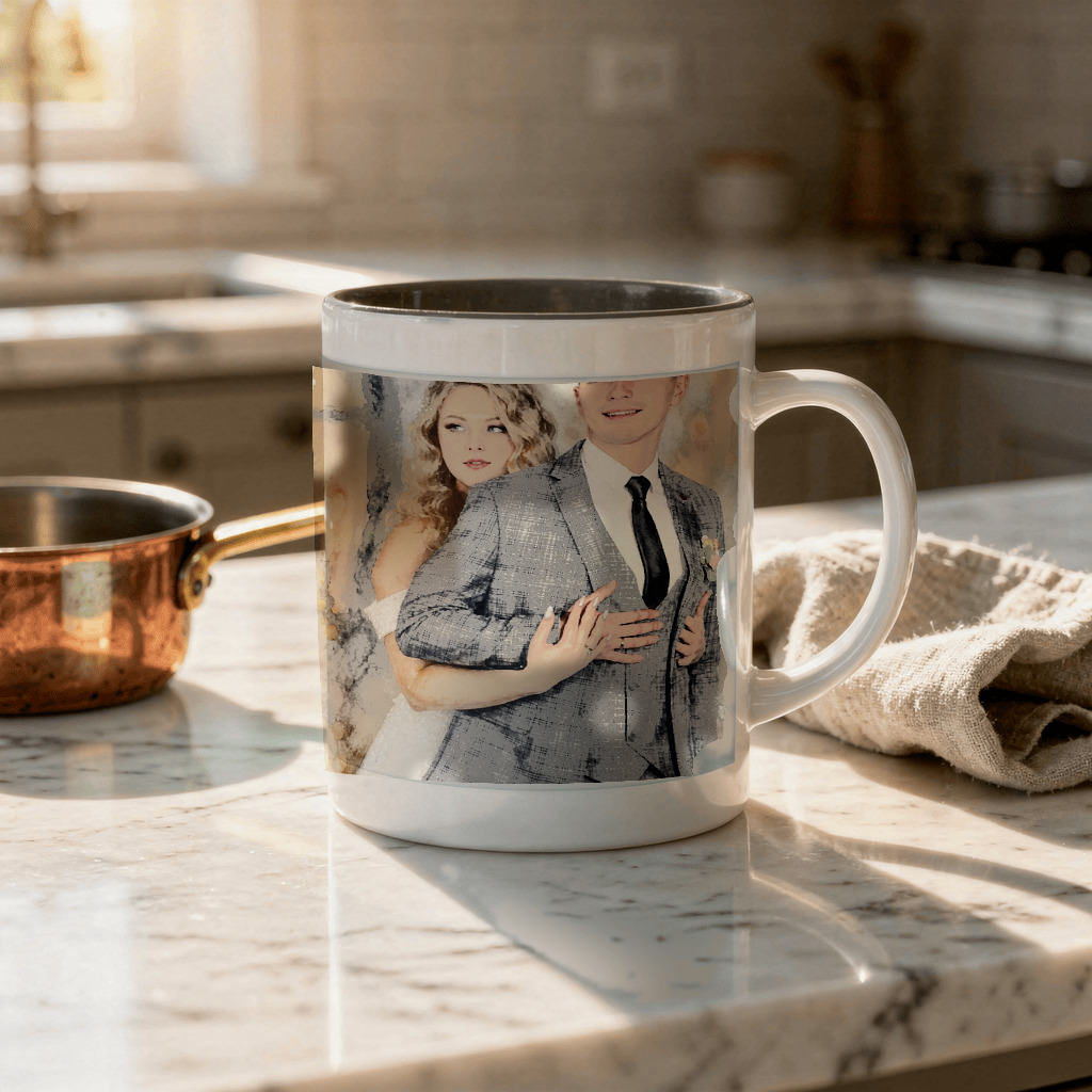 The exact Signature Watercolor portrait shown on a accent mug