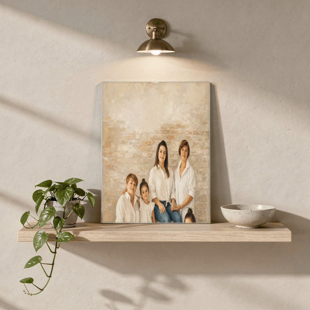 The exact Modern Editorial artwork shown on A crisp editorial portrait for her office.
