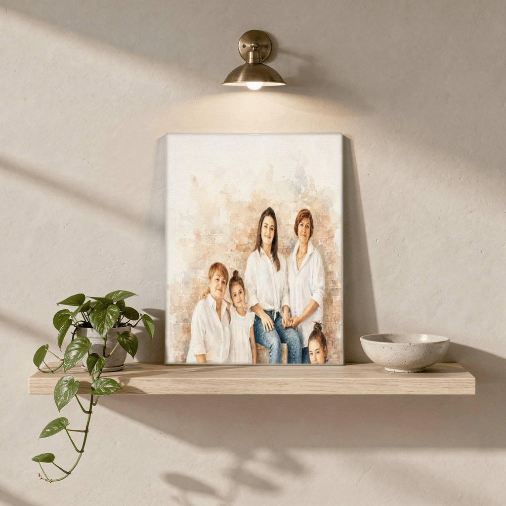 The exact Signature Watercolor artwork shown on Photorealistic Family Acrylic, 12x16