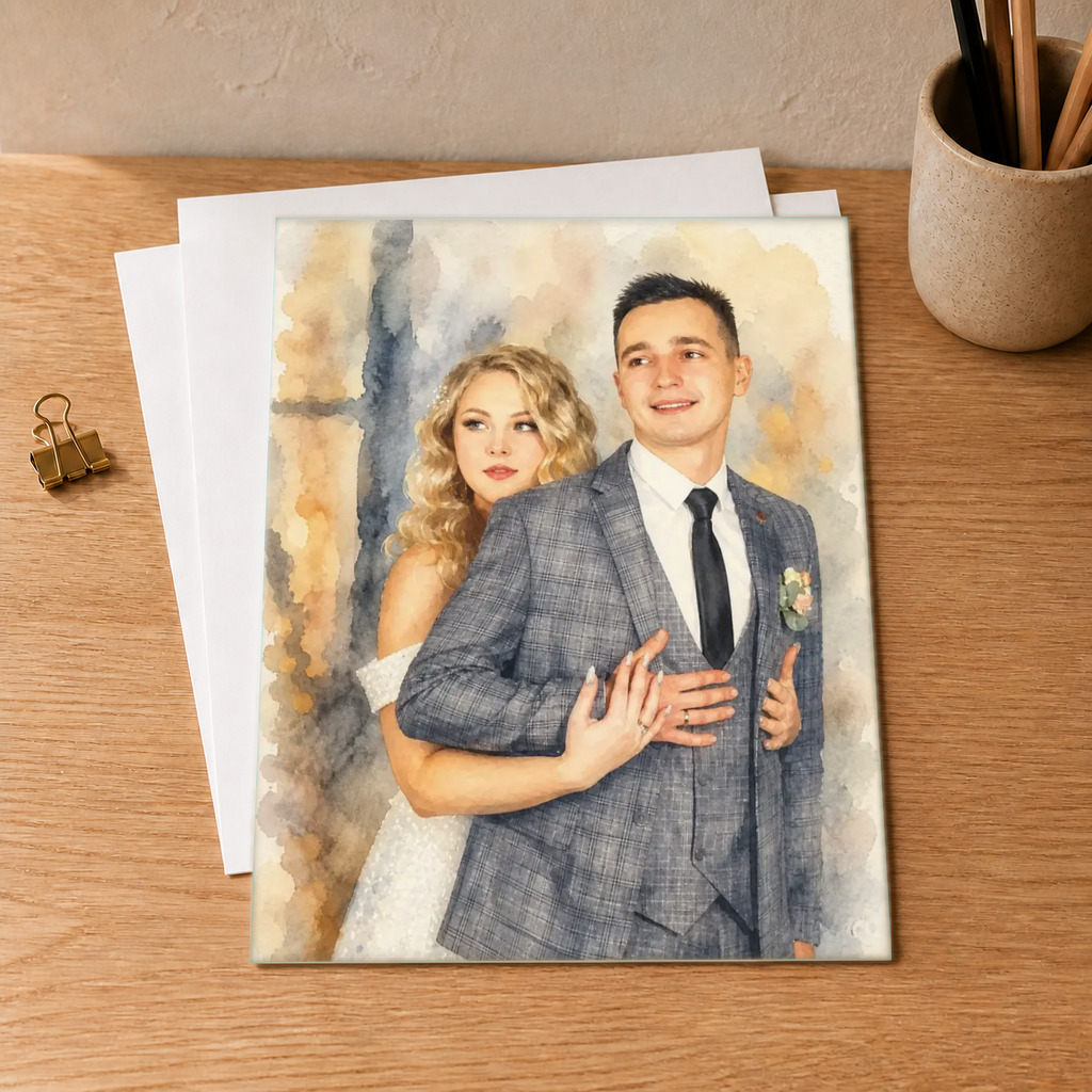 The exact Signature Watercolor portrait shown on a art print