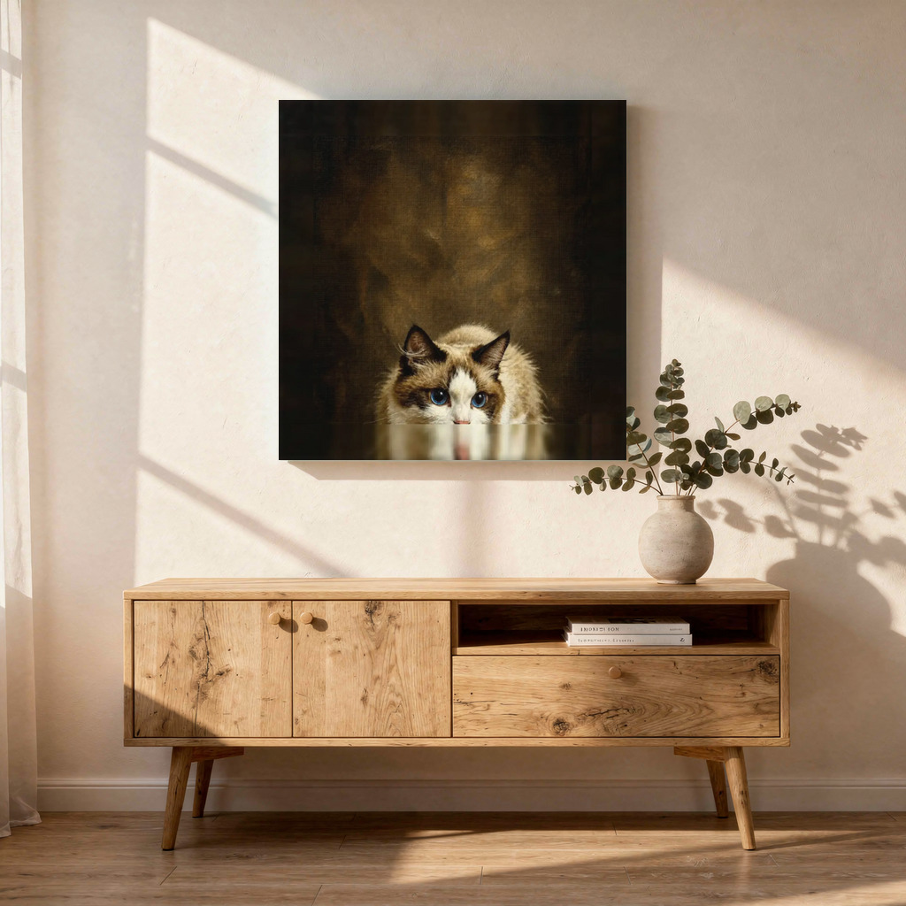 The exact Museum Oil artwork shown on Classical oil painting — for owners who take the cat seriously.