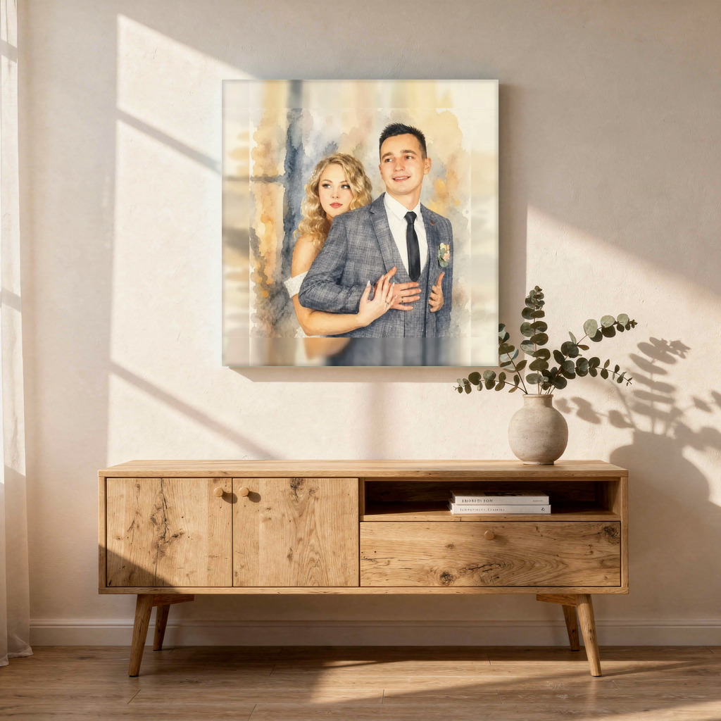 The exact Signature Watercolor portrait shown on a canvas wall art