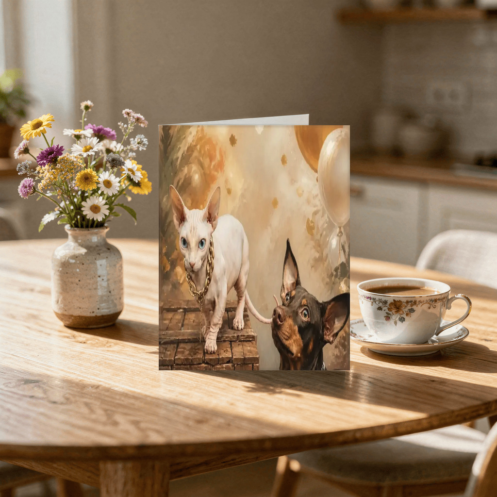 The exact Celebration Storybook artwork shown on A playful caricature card for end-of-year.