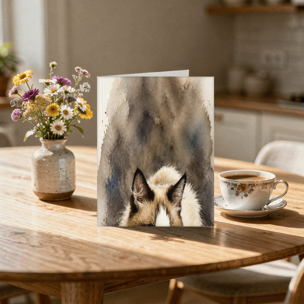 The exact Signature Watercolor artwork shown on Watercolor cat card under $15 — the budget-friendly send.