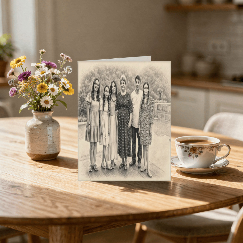 The exact Pencil Keepsake artwork shown on A quiet hand-drawn card — small and sincere.