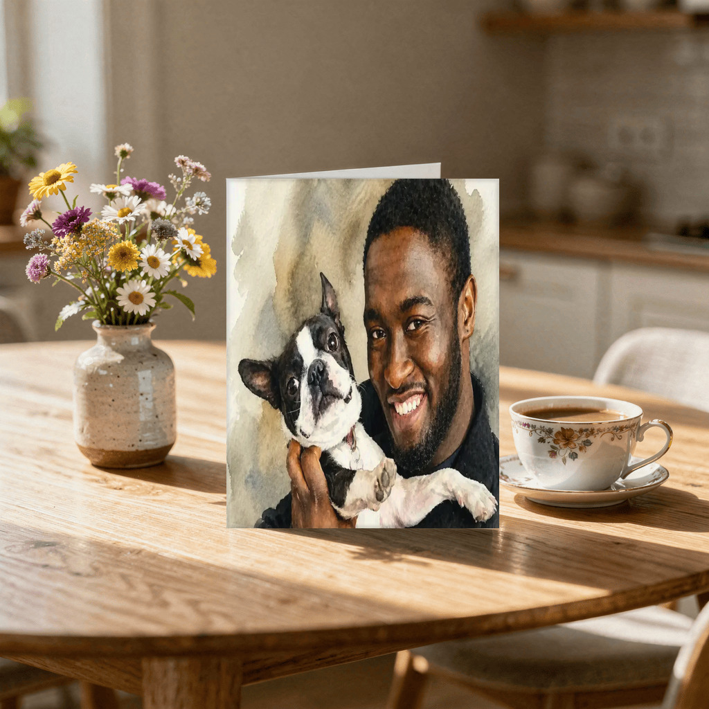 The exact approved portrait on Greeting Card