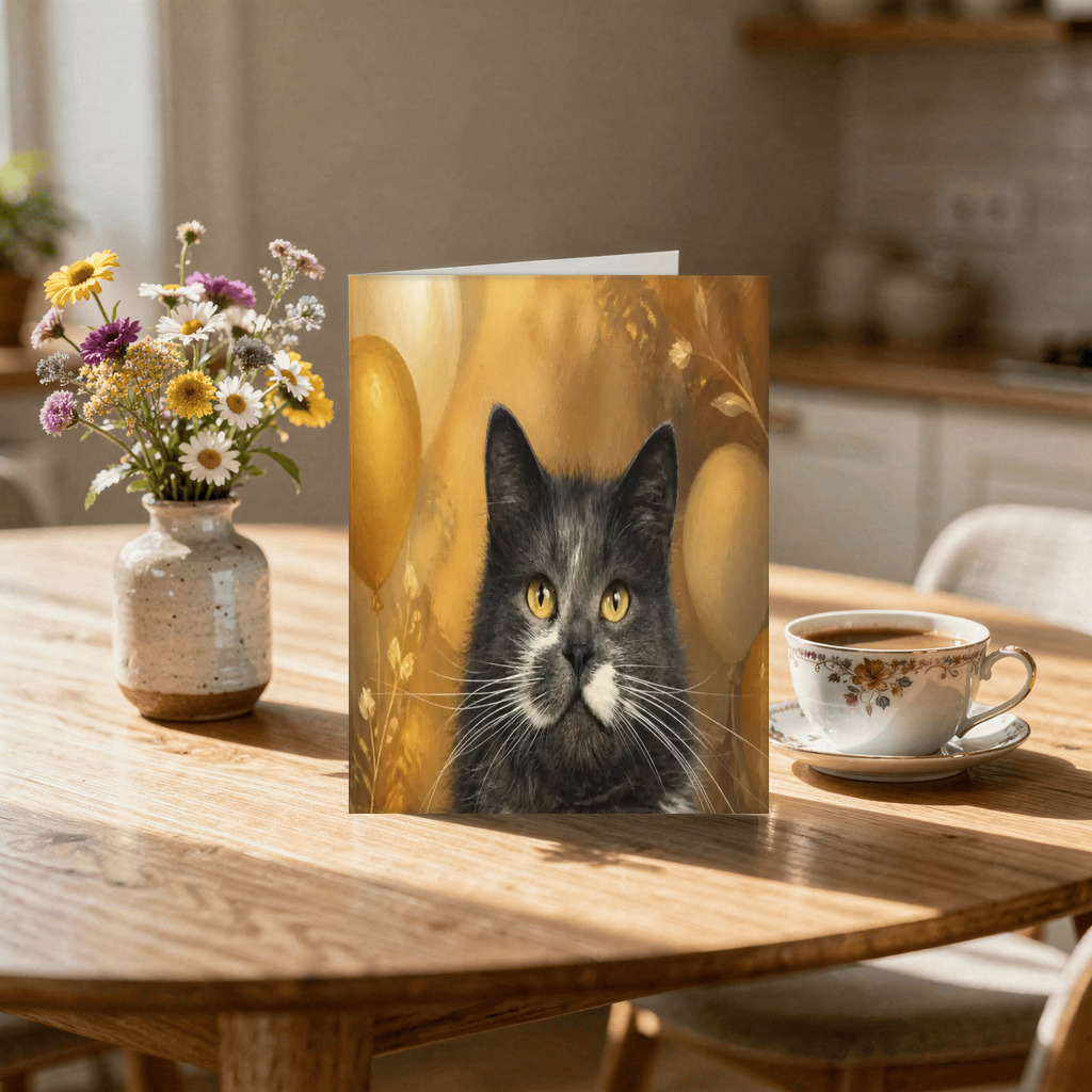 The exact Celebration Storybook artwork shown on A playful caricature birthday card.