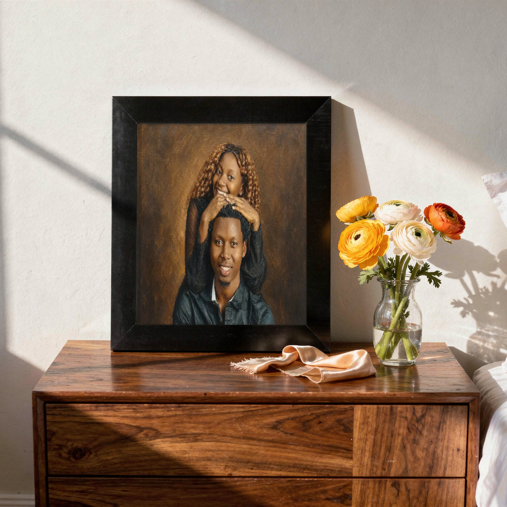 The exact Museum Oil artwork shown on A classical family portrait for the living room.