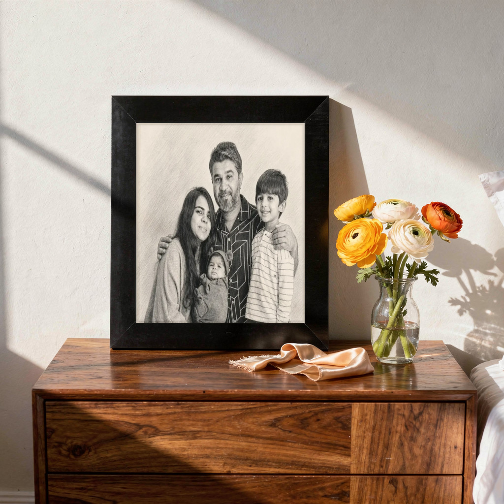 The exact Pencil Keepsake artwork shown on A quiet hand-drawn portrait — timeless.