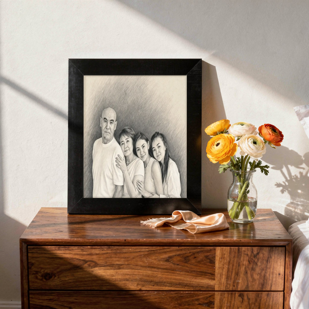 Pencil Sketch portraits for Father's Day sample