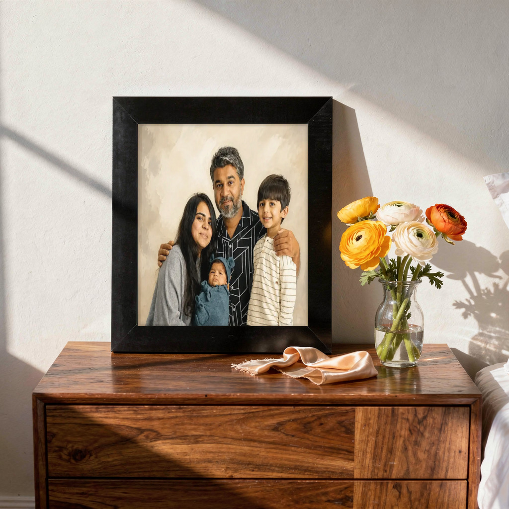 The exact Modern Editorial artwork shown on A clean editorial family portrait.