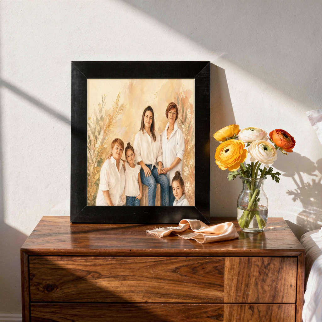Celebration Storybook portrait made from four generations of women together