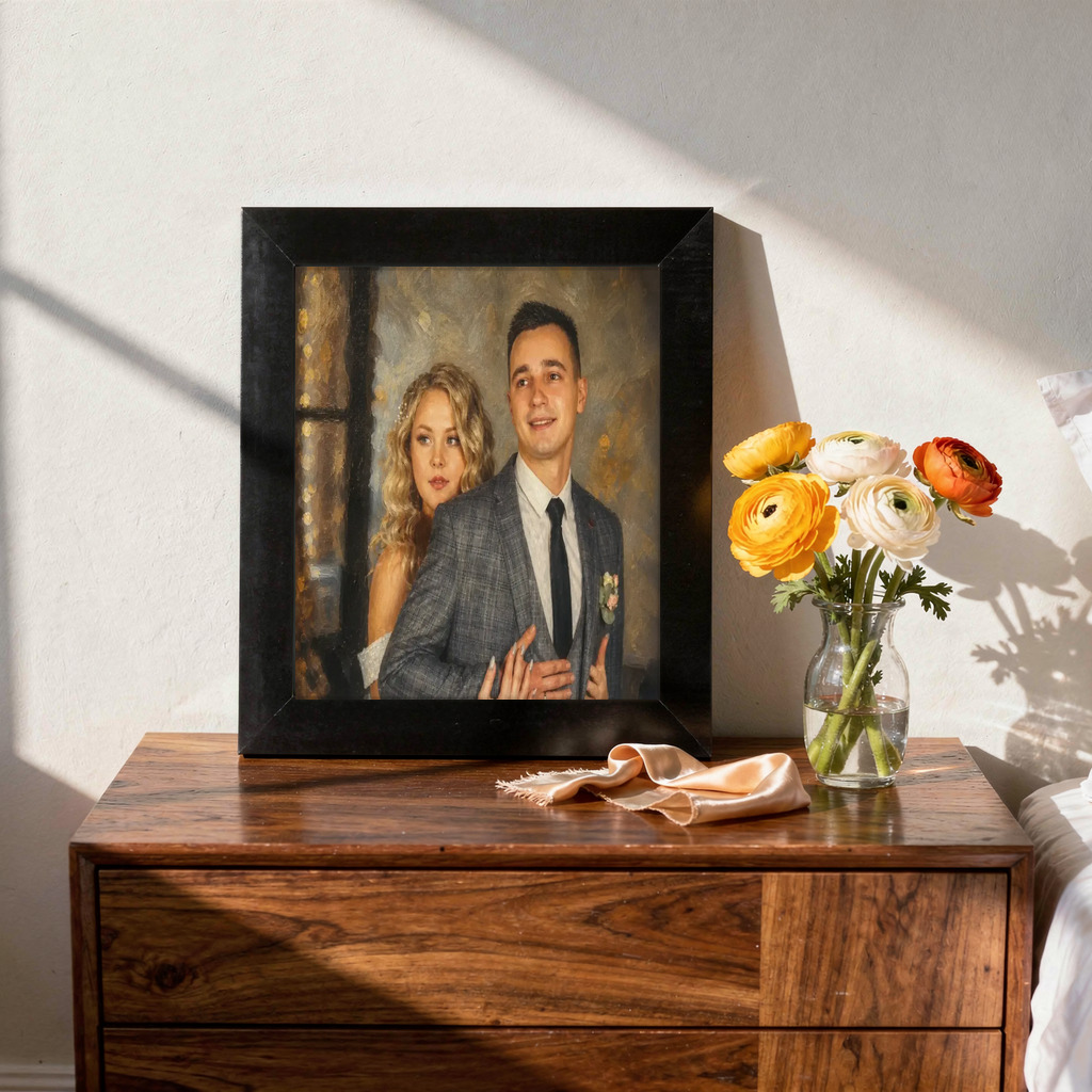 The exact Museum Oil artwork shown on Warm impressionist glow — engagement-gift perfect.
