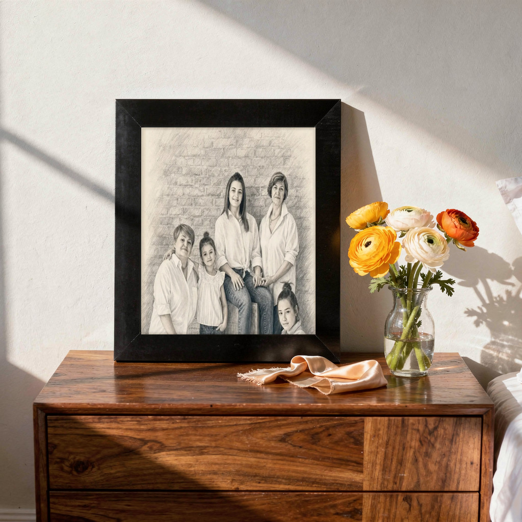 Pencil Sketch portraits for Mother's Day sample