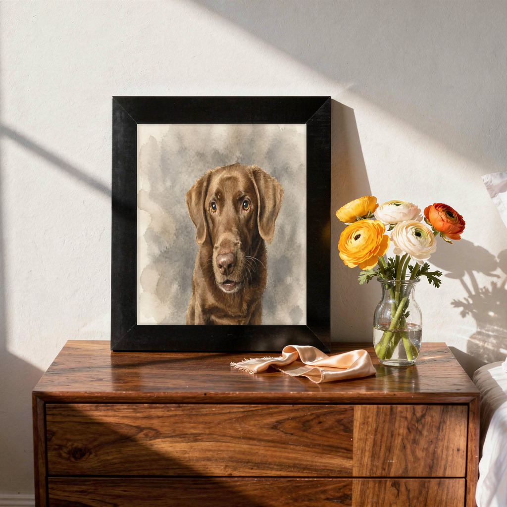 Pet portrait style example for the Poodle guide
