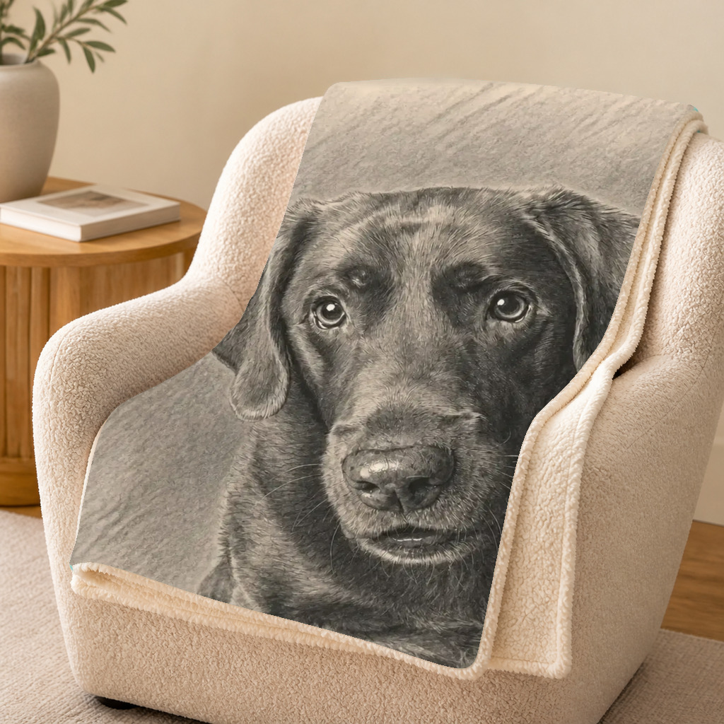The exact Pencil Keepsake artwork shown on Memorial Pet Sherpa Blanket