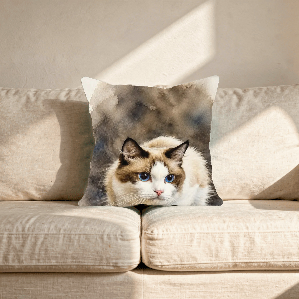 The exact Signature Watercolor artwork shown on Soft accent pillow for a reading chair.