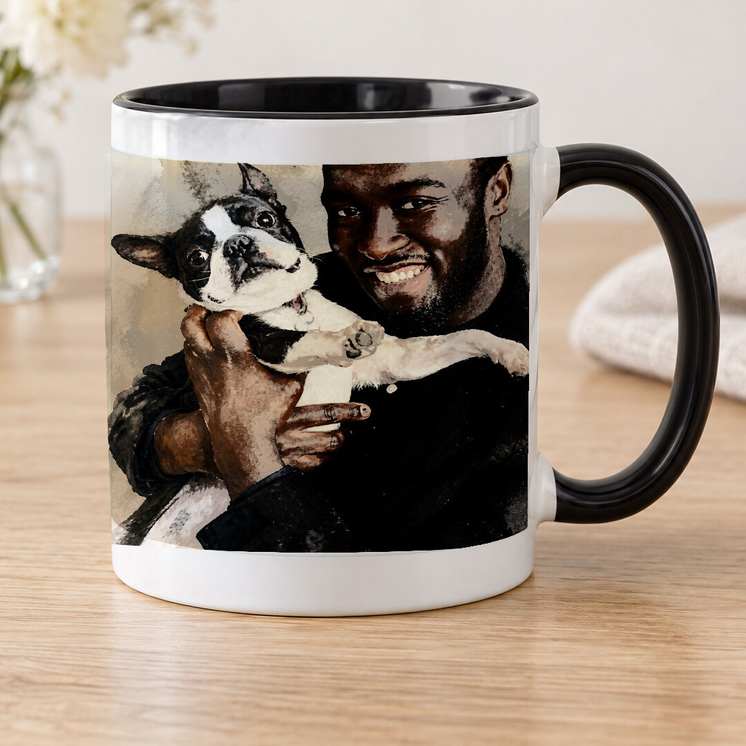 Illustrative Signature Watercolor portrait on Accent Mug