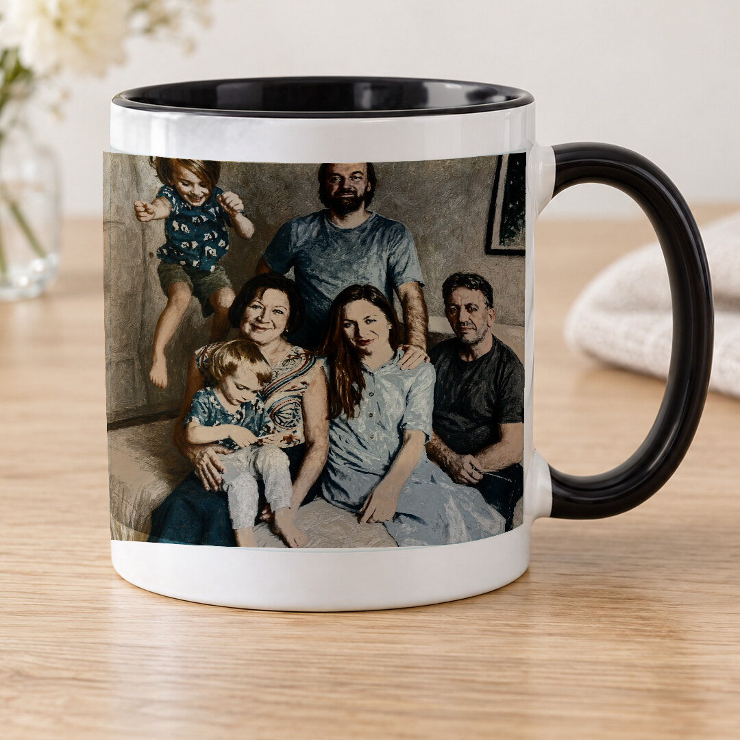 Illustrative portrait example on Accent Mug