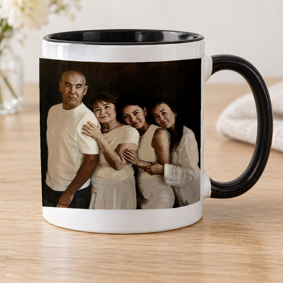 Illustrative portrait example on Accent Mug