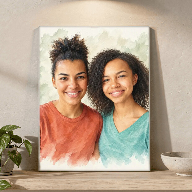 The exact Signature Watercolor artwork shown on Photorealistic Family Acrylic, 8 x 10